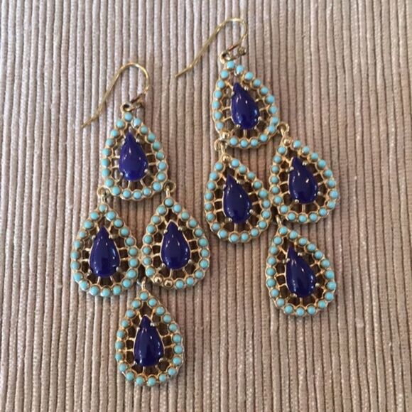 Stella & Dot Blue Seychelles Chandelier Earrings - Picture 8 of 9
